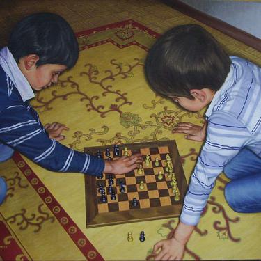 117-Adrián y Víctor jugando al ajedrez